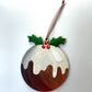 Hand Painted Wood Traditional Christmas Pudding -  Christmas Tree Ornament