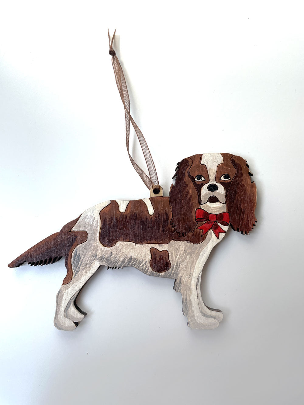 Hand Painted King Charles Cavalier Dog -  Hanging Ornament