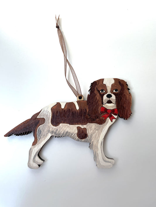 Hand Painted King Charles Cavalier Dog -  Hanging Ornament