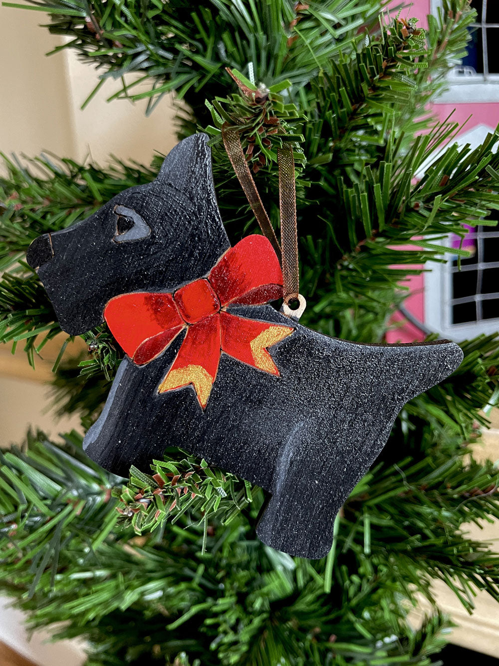 Hand Painted Traditional Scottie Dog, Scottish Terrier -  Hanging Ornament