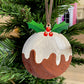 Hand Painted Wood Traditional Christmas Pudding -  Christmas Tree Ornament