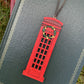 Hand Painted Traditional British Telephone Box with Wreath - Christmas Tree Ornament