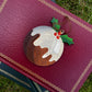 Hand Painted Wood Traditional Christmas Pudding -  Christmas Tree Ornament