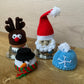 Christmas Holiday Crochet Egg Cosy Sets - Santa, Snowman, Reindeer, Christmas Pudding and More!