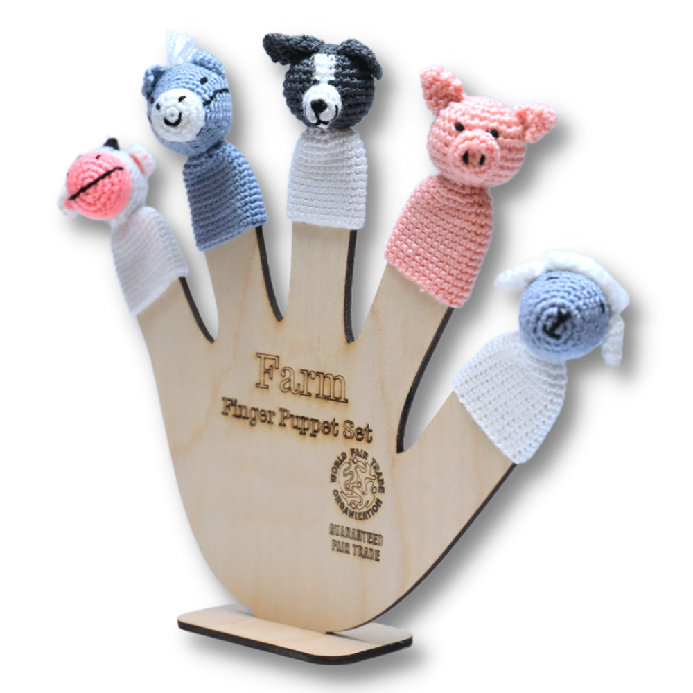 Farm Animal Crochet Finger Puppet Set