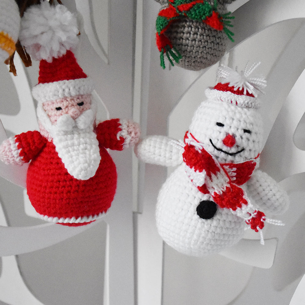 Santa, Reindeer, Christmas Tree, Snowman, Candy Cane and Angel Crochet Tree Ornament