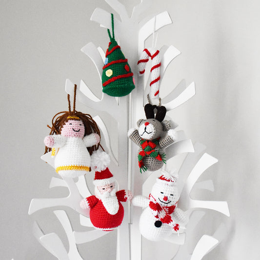 Santa, Reindeer, Christmas Tree, Snowman, Candy Cane and Angel Crochet Tree Ornament