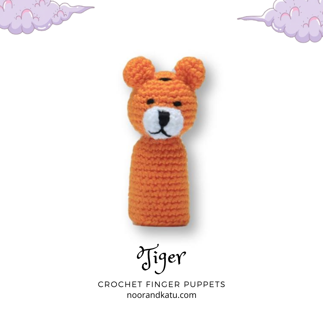 Jungle Safari Animals Crochet Finger Puppet Set
