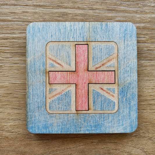 Square Union Jack Distressed Style Coaster