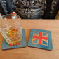 Union Jack Square Coaster Blue Background