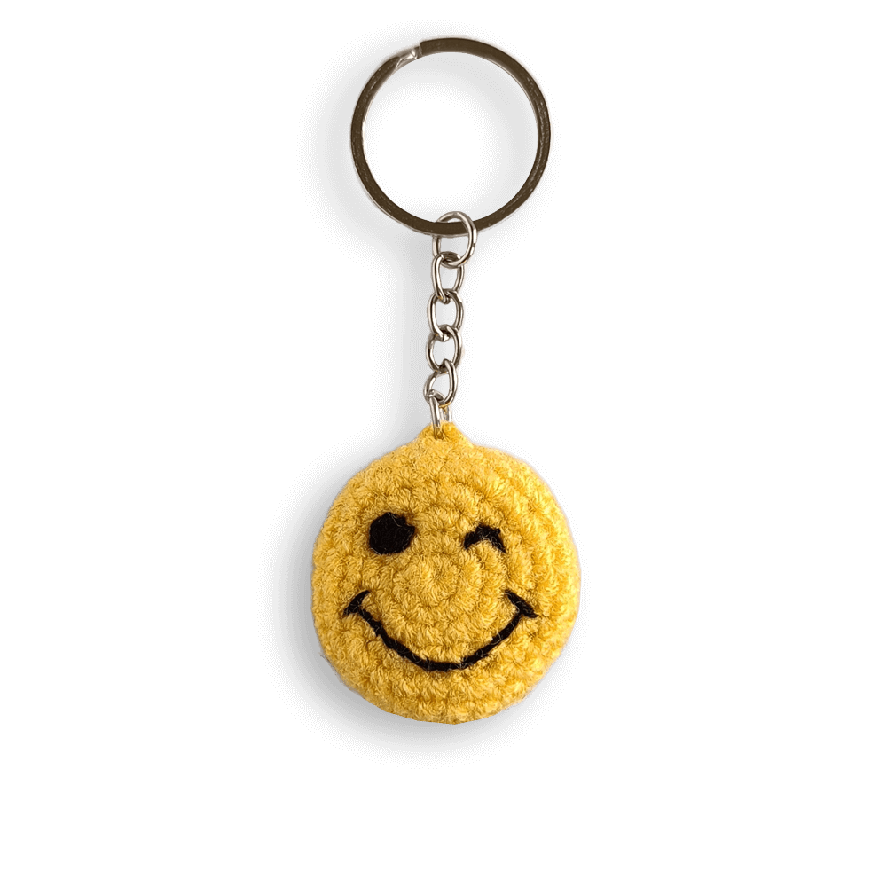 Winking Smiley Face Emoji Keychain Accessory