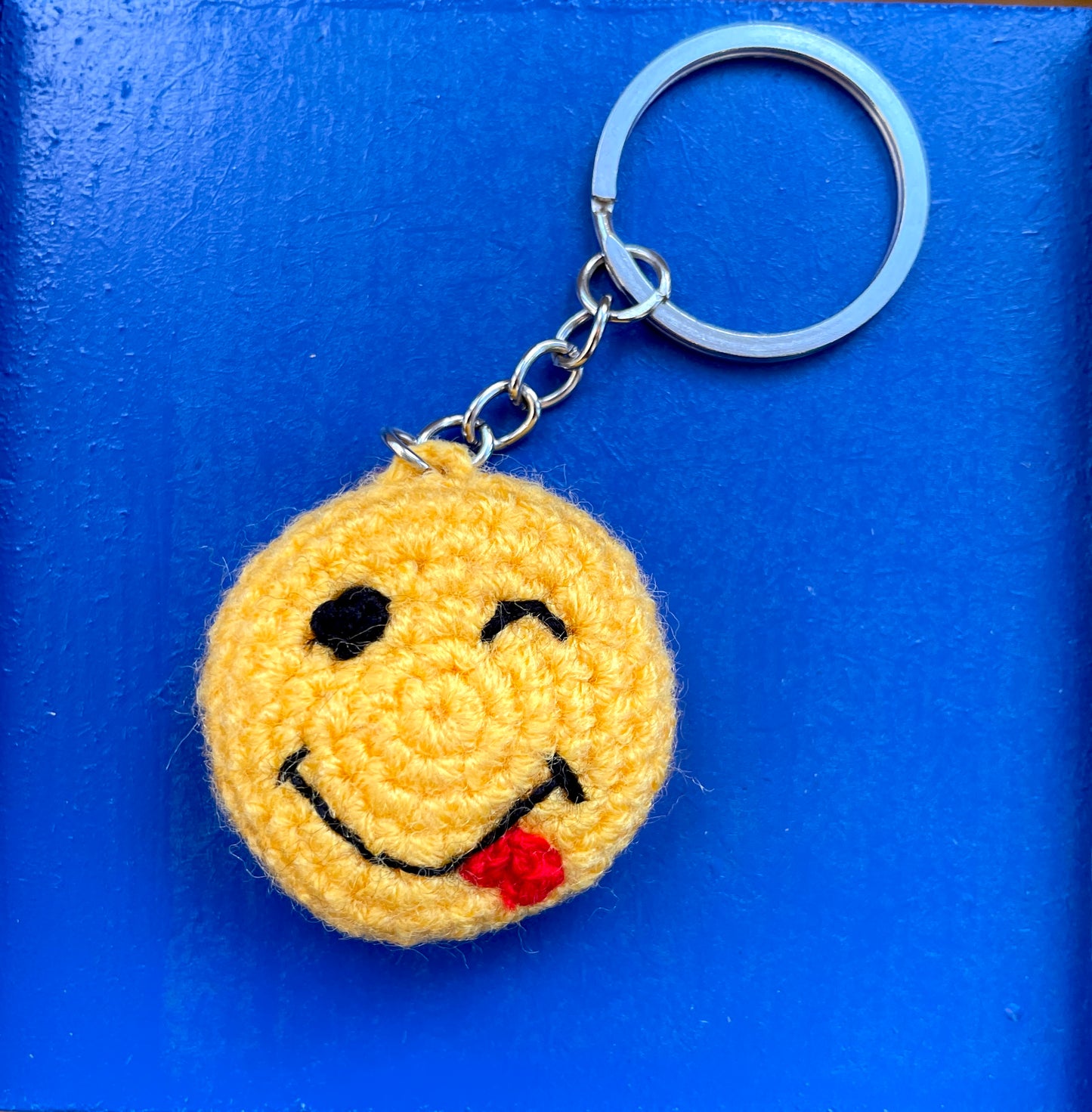 Winking Smiley Face with Tongue Emoji Keychain Accessory at