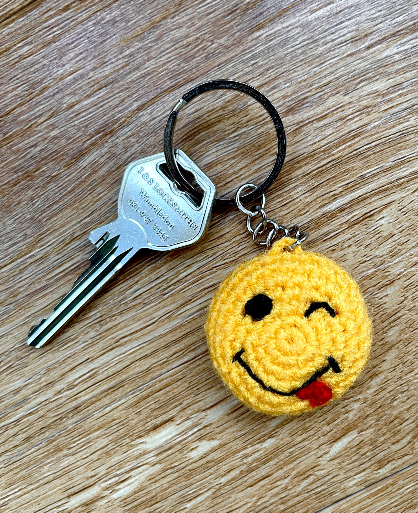 Winking Smiley Face with Tongue Emoji Keychain Accessory at