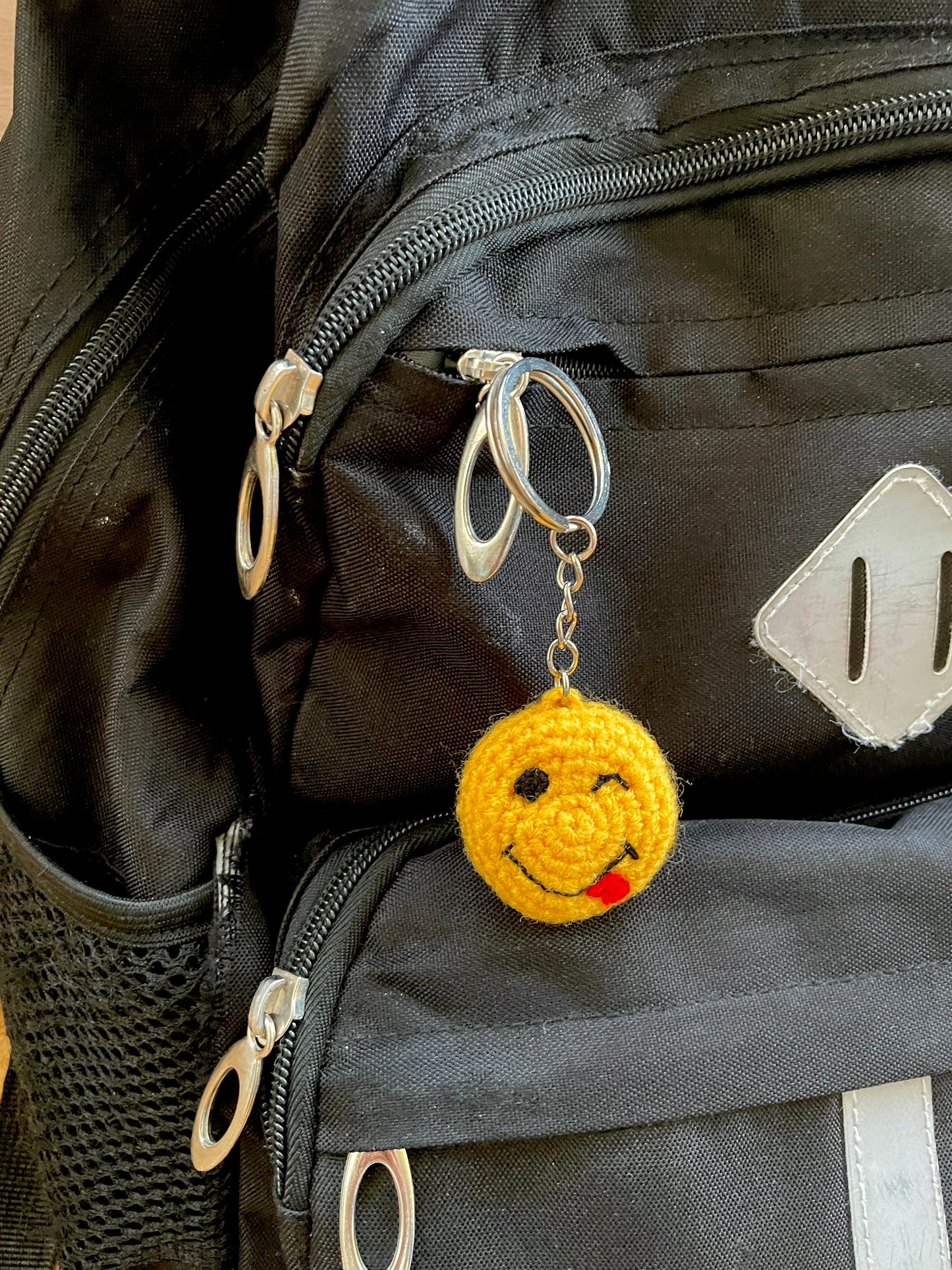 Winking Smiley Face with Tongue Emoji Keychain Accessory at
