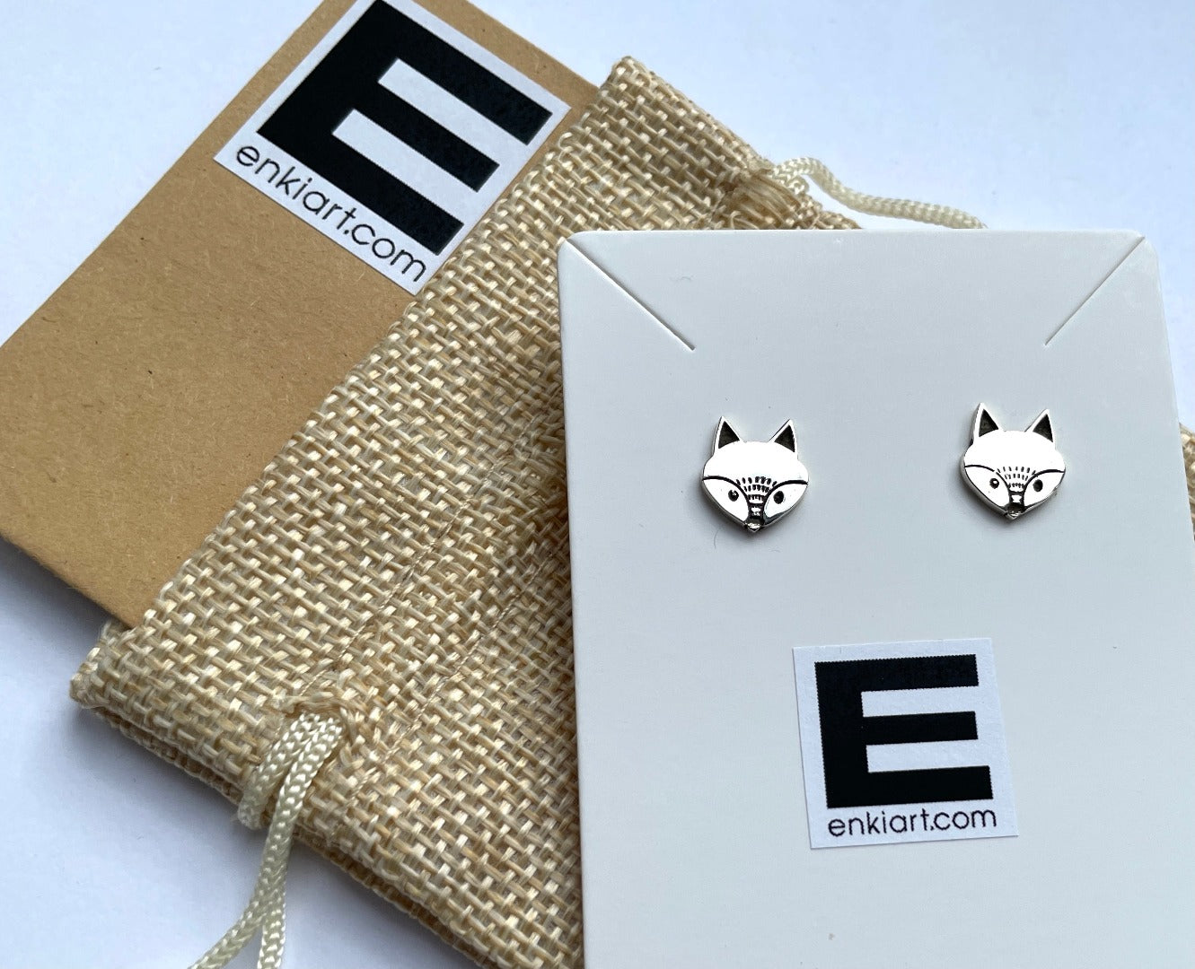 Fox 925 Sterling Silver Stud Earrings