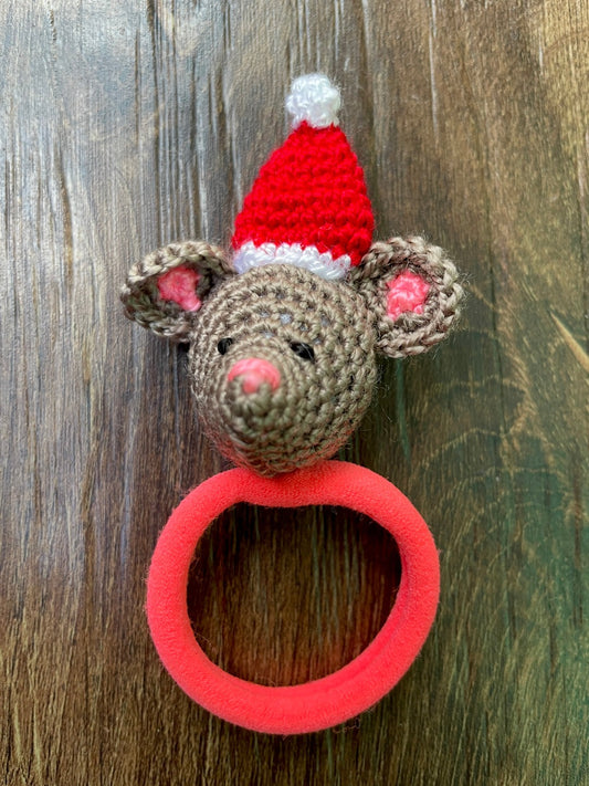Crochet Christmas Mouse and Snowman Hair Accessory