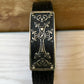 Armenian Cross Khachkar Bracelet 925 Sterling Silver & Leather