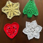 Crochet Christmas Coasters, Set of 4