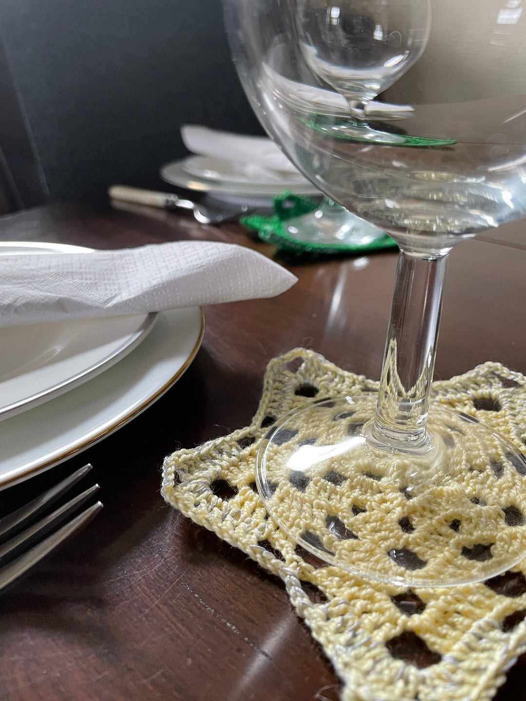 Crochet Christmas Coasters, Set of 4
