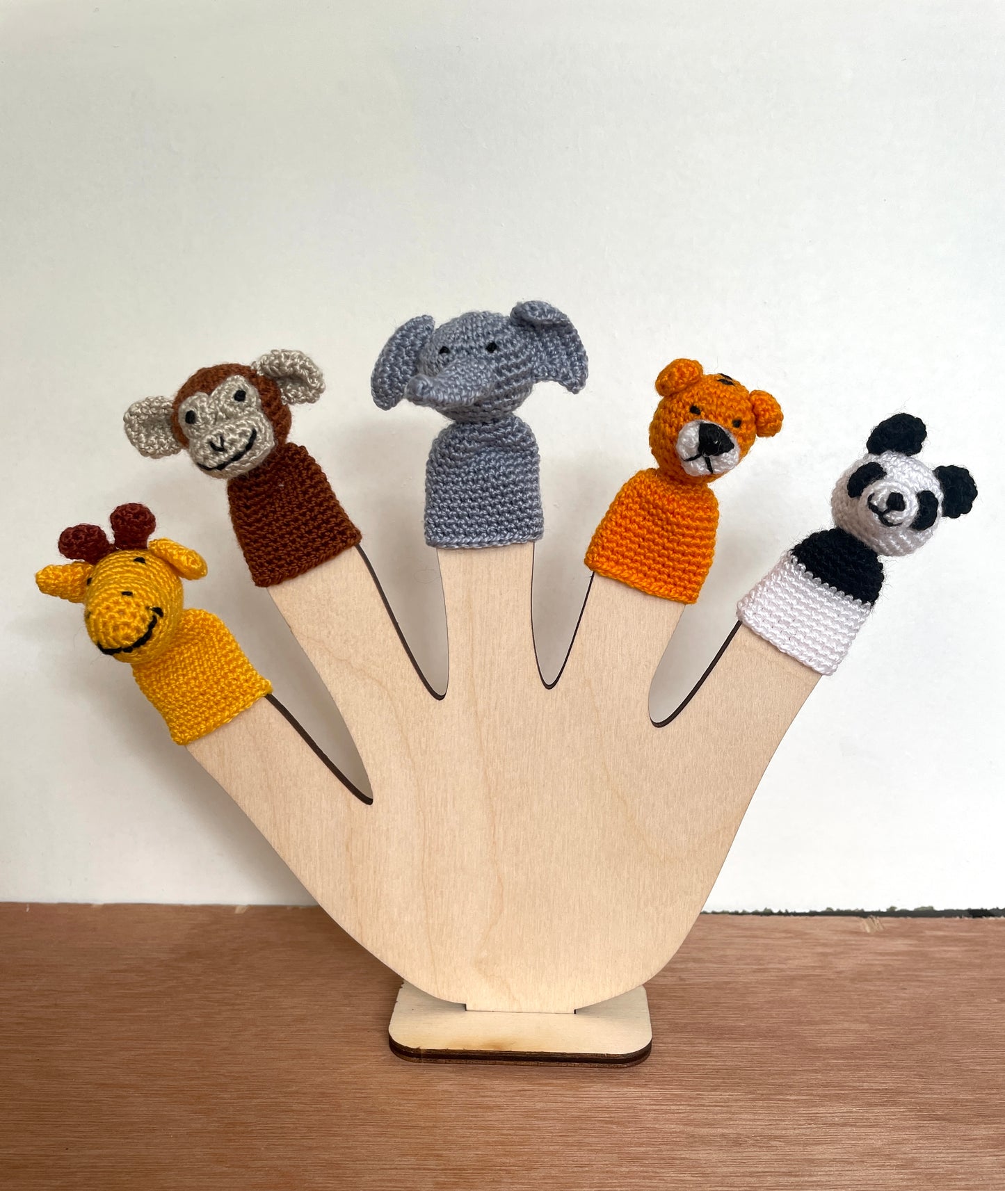 Jungle Safari Animals Crochet Finger Puppet Set