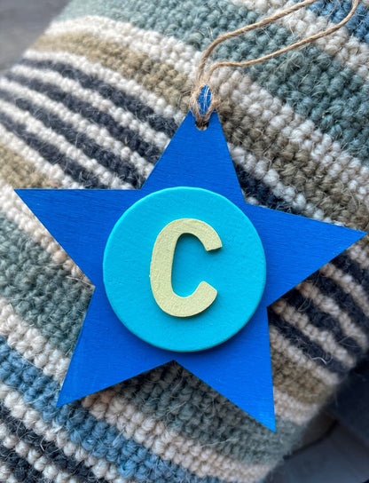 Latin Alphabet Stars Hand Painted Decorative Ornaments or Gift Tags