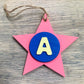 Latin Alphabet Stars Hand Painted Decorative Ornaments or Gift Tags