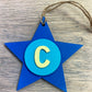 Latin Alphabet Stars Hand Painted Decorative Ornaments or Gift Tags