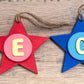 Latin Alphabet Stars Hand Painted Decorative Ornaments or Gift Tags