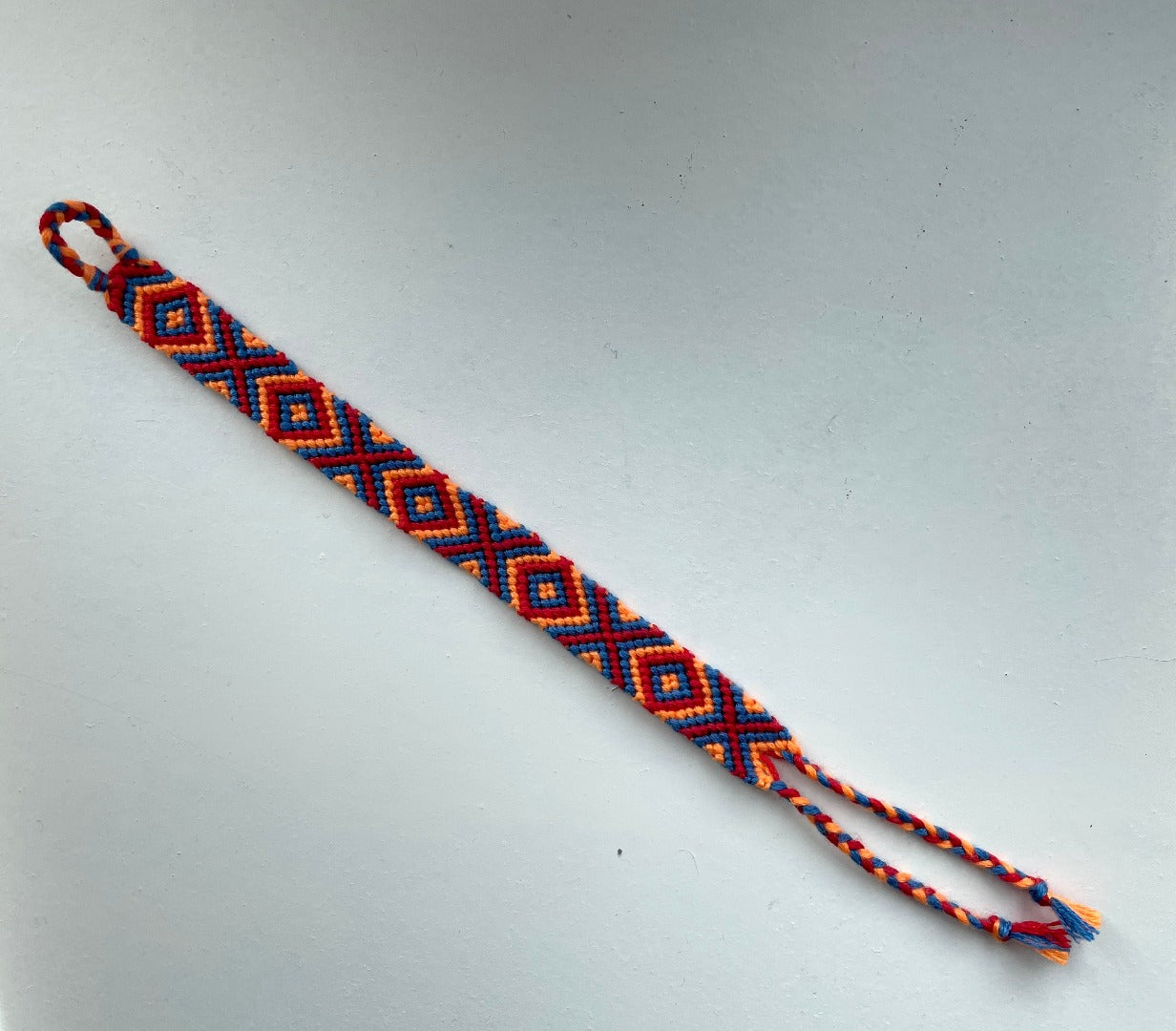 Red, Blue and Orange Handmade Friendship Bracelet