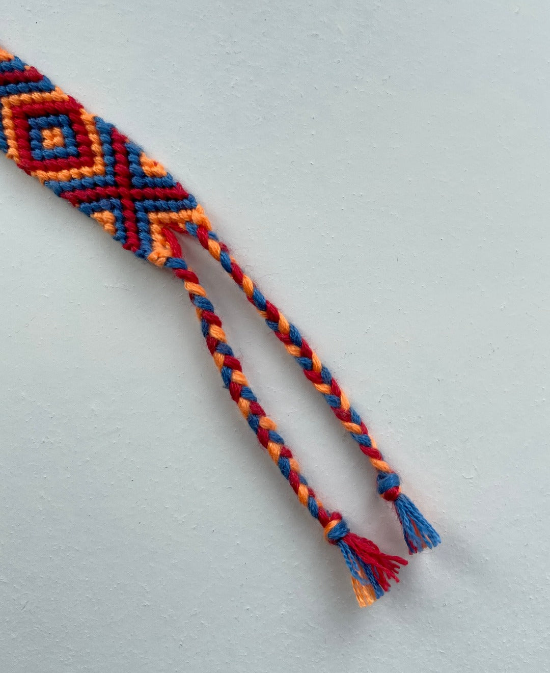 Red, Blue and Orange Handmade Friendship Bracelet