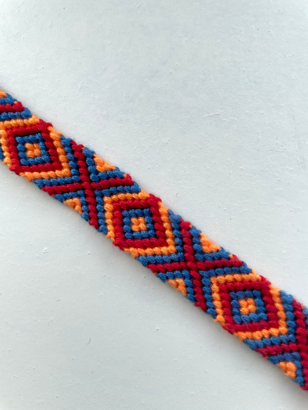 Red, Blue and Orange Handmade Friendship Bracelet