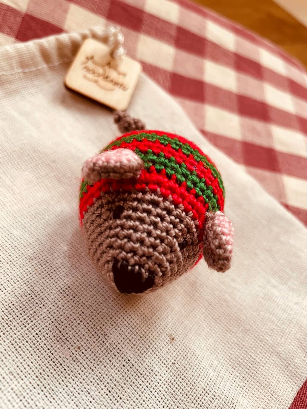 Crochet Catnip Mouse in Christmas Jumper, Cat Toy