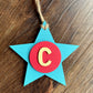 Latin Alphabet Stars Hand Painted Decorative Ornaments or Gift Tags