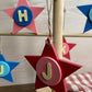Latin Alphabet Stars Hand Painted Decorative Ornaments or Gift Tags