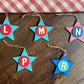 Latin Alphabet Stars Hand Painted Decorative Ornaments or Gift Tags