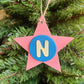 Latin Alphabet Stars Hand Painted Decorative Ornaments or Gift Tags