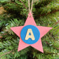 Latin Alphabet Stars Hand Painted Decorative Ornaments or Gift Tags
