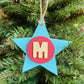 Latin Alphabet Stars Hand Painted Decorative Ornaments or Gift Tags