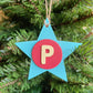 Latin Alphabet Stars Hand Painted Decorative Ornaments or Gift Tags