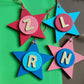 Latin Alphabet Stars Hand Painted Decorative Ornaments or Gift Tags