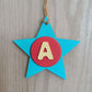 Latin Alphabet Stars Hand Painted Decorative Ornaments or Gift Tags