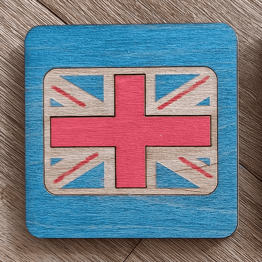 Union Jack Rectangle on Blue Coaster