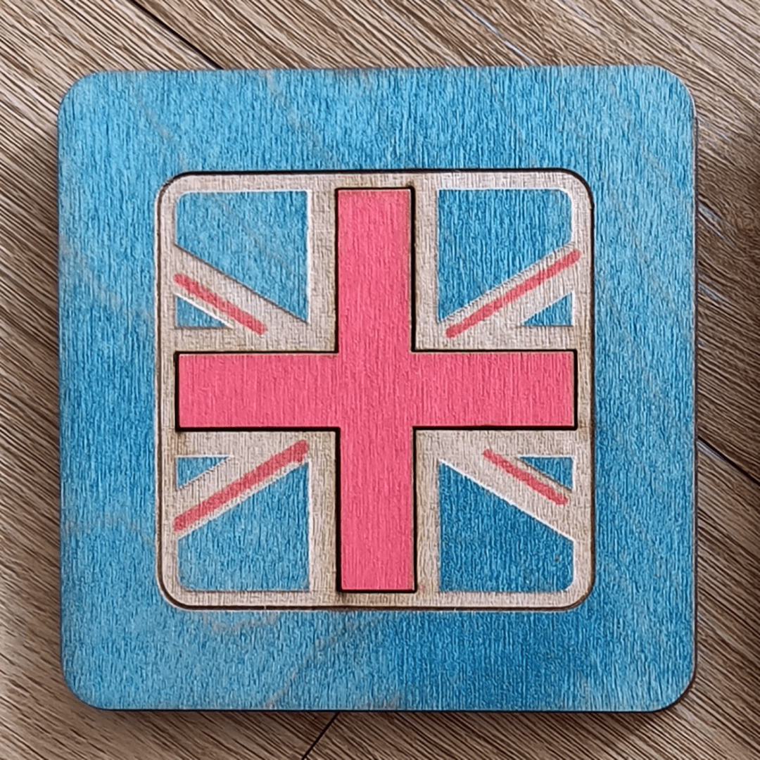 Union Jack Square Coaster Blue Background