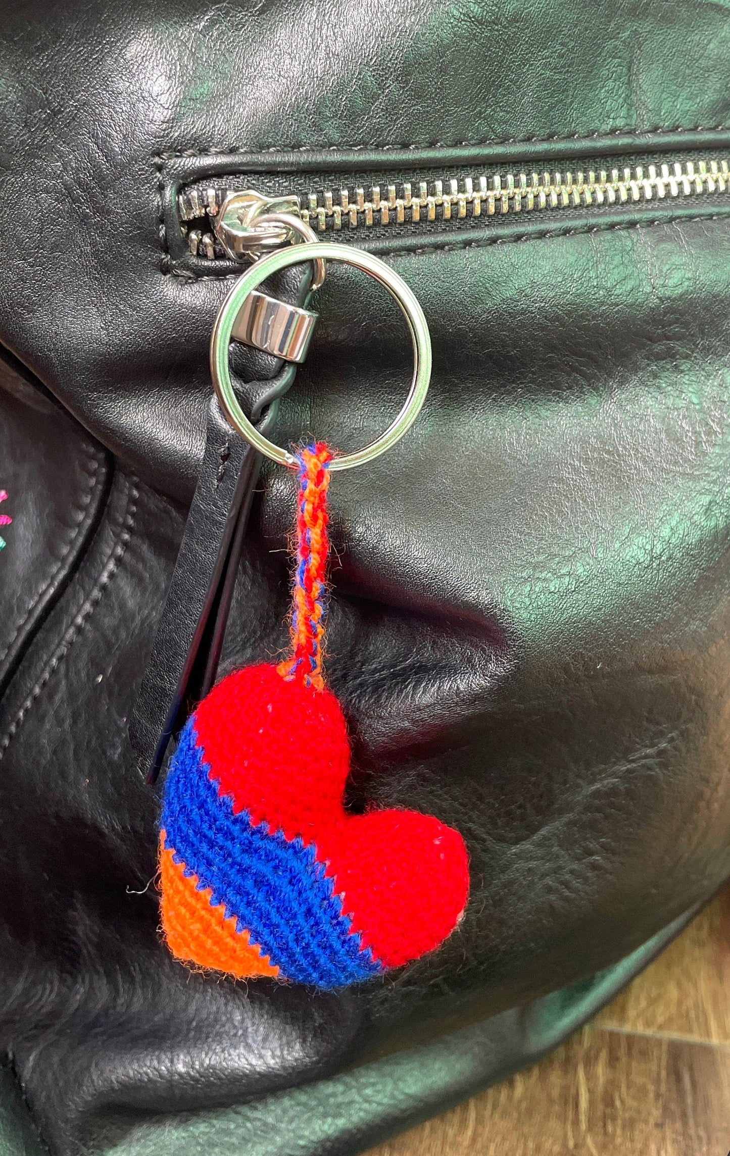 Armenian Flag Crochet Heart Keyring Accessory