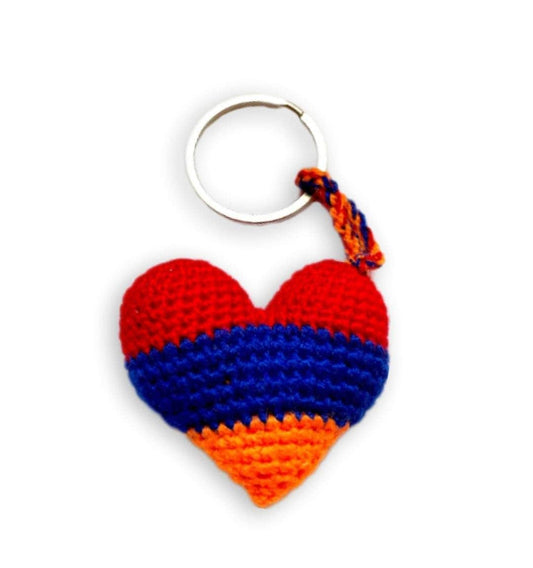Armenian Flag Crochet Heart Keyring Accessory