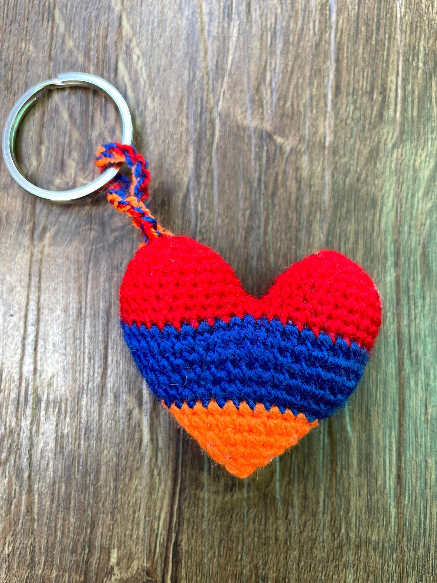 Armenian Flag Crochet Heart Keyring Accessory
