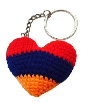 Armenian Flag Crochet Heart Keyring Accessory