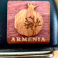Magnet Armenian Pomegranate and Tree Motif Wood Square 5cm x 5cm