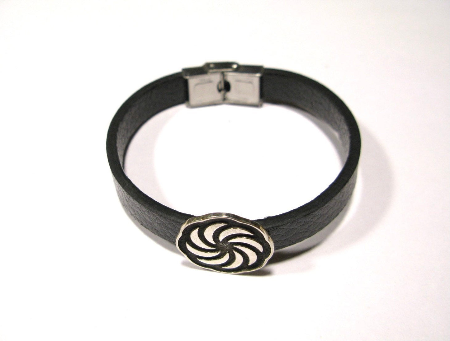 Eternity 925 Sterling Silver & Leather Bracelet