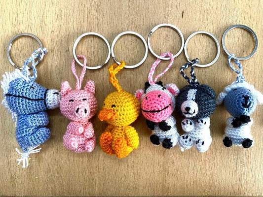 Mini-Crochet (Amigurumi) Farm Animals Keyring Accessory